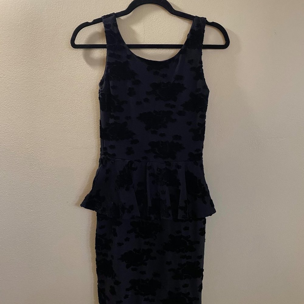 Hoity Toity Velvet Flocked Peplum Dress